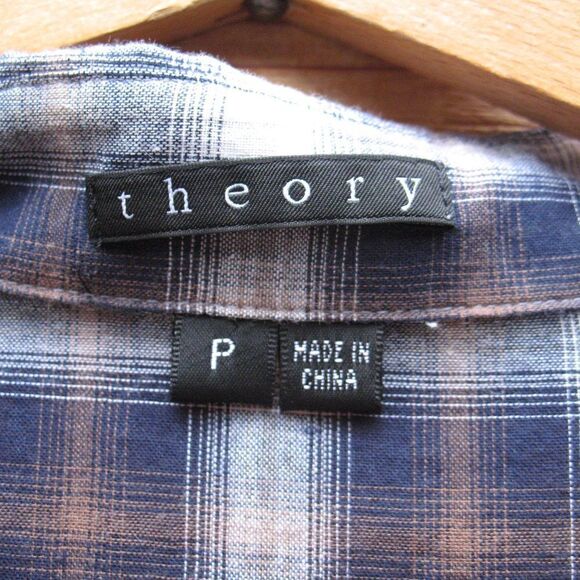 Theory Featherweight Cotton Plaid Top - Picture 6 of 7